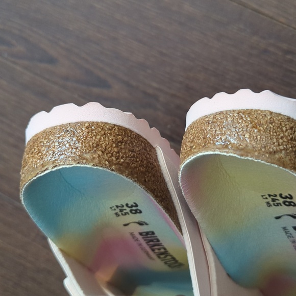 Birkenstock ARIZONA VEGAN Slide Sandals In OMBRE LIGHT ROSE - Picture 10 of 11